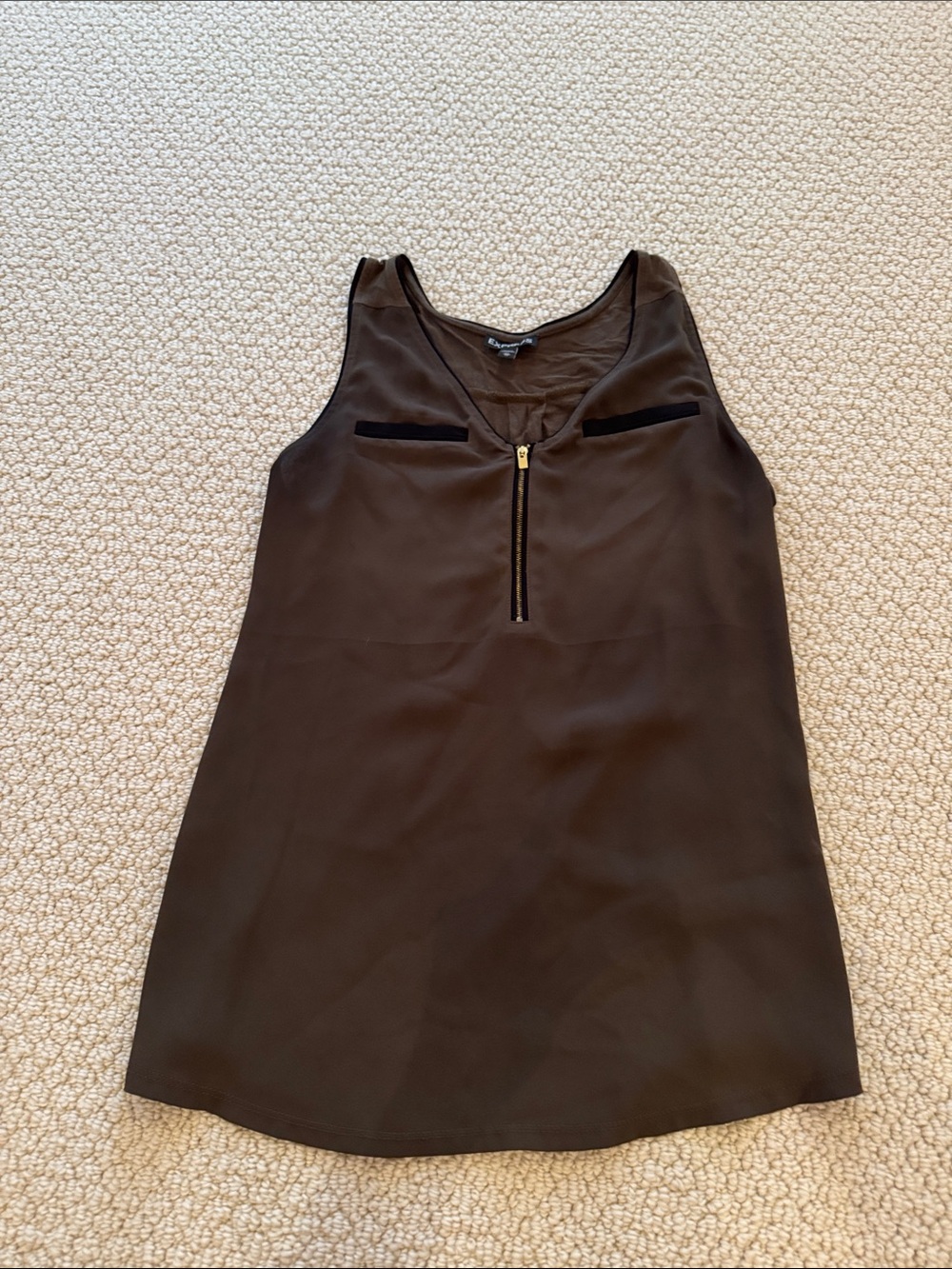 Express Black Tank Top with Gold Zip